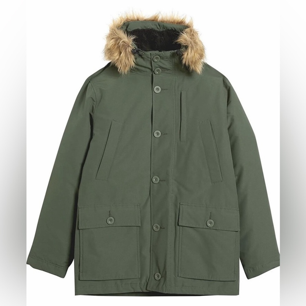Goodthreads Men's Down Parka Filled Hooded Jacket size M - Green